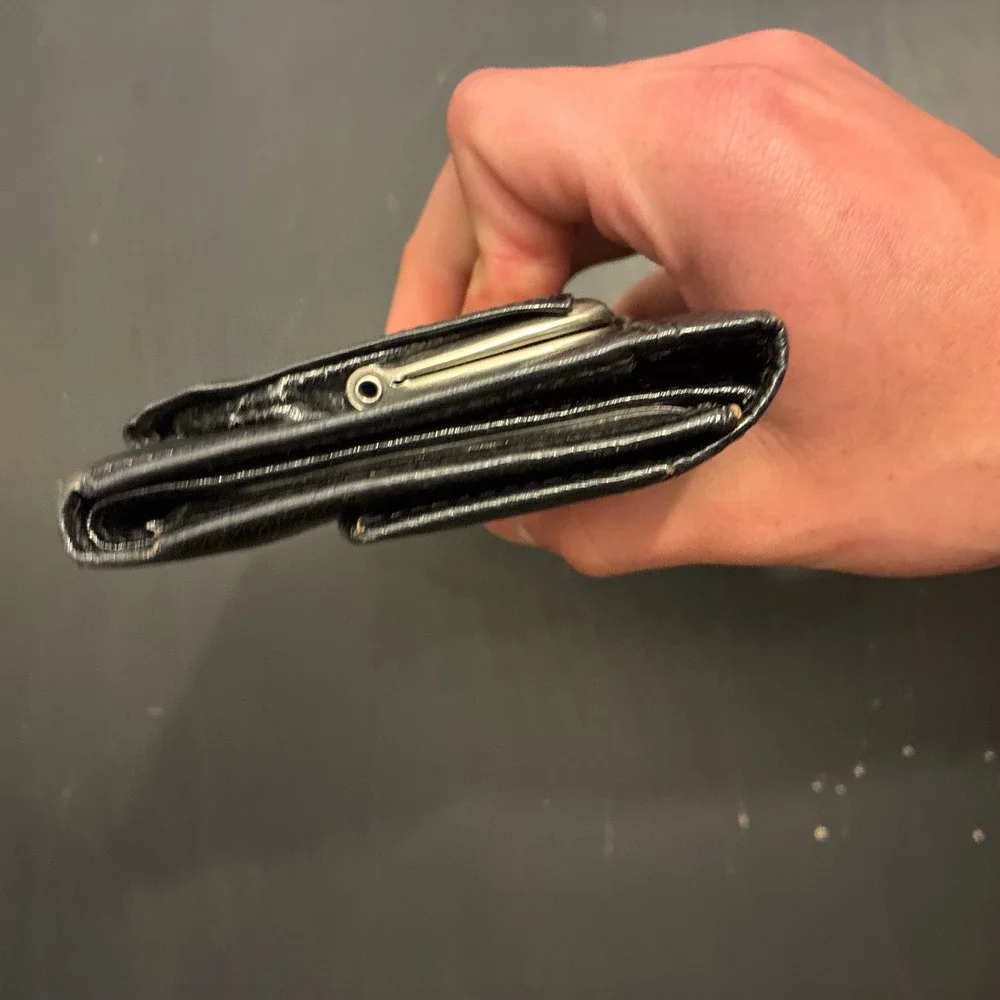 Rolfs Black Genuine Leather Clutch Wallet Vintage Kiss Lock Coin Purse Snap - Picture 10 of 10